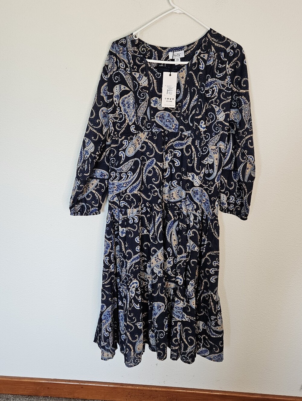 NEW Myra Bag 100% Cotton Donna Paisley Glory Dress XL Navy Print